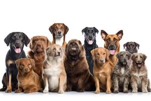 grupo do retrato cachorro em branco fundo.. foto