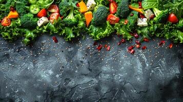 vários fresco legumes exibido ordenadamente em uma mesa foto