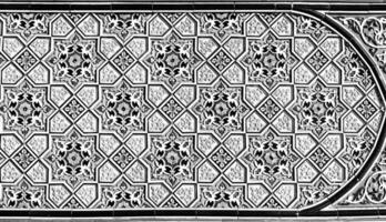 geométrico tradicional islâmico ornamento. fragmento do uma cerâmico mosaico. Preto e branco. foto