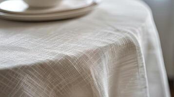 sutil elegância do linho papel toalha de mesa. clássico requinte conceito. ai imagem foto