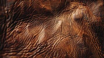 rico pátina cheio grão couro textura. caloroso Antiguidade pano de fundo apresentando intrincado detalhes ai imagem foto