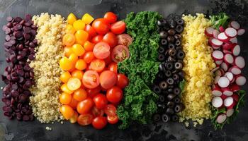 sortido legumes do diferente tipos e cores exibido em uma mesa foto