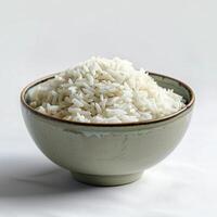 cozido no vapor branco arroz dentro tigela foto