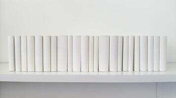 minimalista branco livros em estante foto