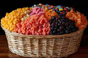 doces produtos com cesta profissional publicidade Comida fotografia foto