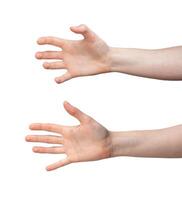 mostrando esvaziar mão gesto. fêmea Palma, braço, pulso, dedos sinalização algo. abstrato conceito, foto