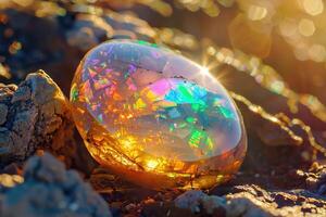 cristal opala com brilhante cores foto