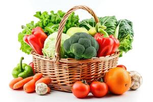 legumes e fruta dentro vime foto