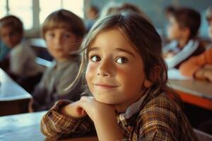 crianças às escola Sala de aula foto