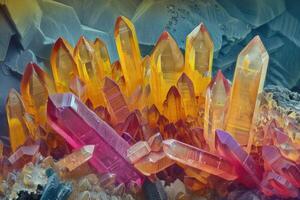 quartzo cristais dentro colori sem silicato mineral Formato do sílica. foto