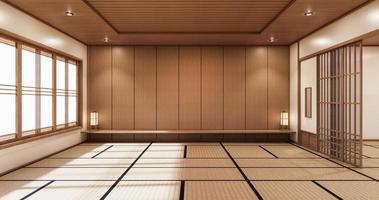 a sala minimalista em estilo japonês design.3d rendering foto