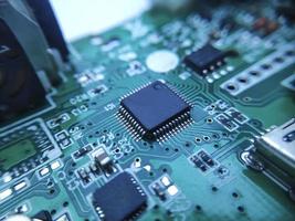 feche a imagem do microchip. circuito integrado ic macro fotografia.
