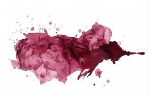 realista vermelho vinho mancha em branco fundo aguarela escovar. foto