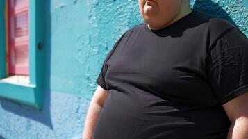 grande Tamanho gordo adulto homem modelo dentro em branco Preto t camisa para Projeto brincar foto