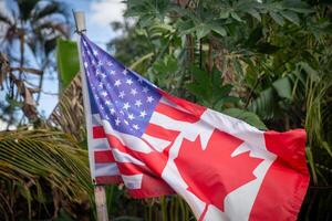 Unidos estados e Canadá combinado bandeira foto