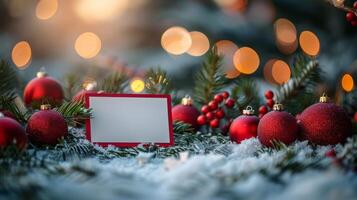 cenário quadro, Armação cercado de Natal decorações foto