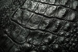 ai gerado crocodilo Preto pele couro textura foto