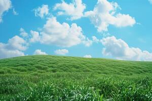 ai gerado verde campo e azul céu foto