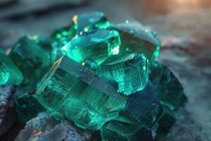 ai gerado vibrante irlandês verde birthstone pilha com espumante brilho. foto