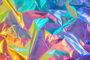 ai gerado holográfico arco Iris frustrar iridescente textura abstrato holograma fundo foto