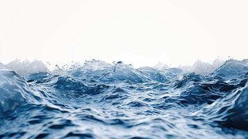 ai gerado água onda fechar-se do água ondas isolado em branco foto
