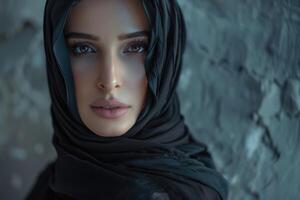 ai gerado lindo meio Oriental mulher vestindo abaya lindo meio Oriental mulher vestindo abaya foto