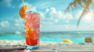 refrescante verão bebidas de a de praia. foto