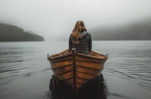 mulher linhas através névoa foto