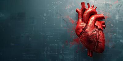 ai gerado ilustração do uma humano coração dentro arte estilo para médico temas foto