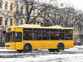 ai gerado público transporte amarelo ônibus para terra transporte foto