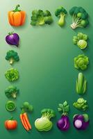 uma verde círculo com legumes e frutas em isto foto