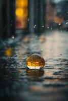 pingos de chuva em a terra dentro a chuva foto