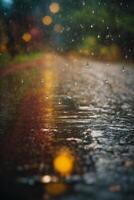 pingos de chuva em a terra dentro a chuva foto