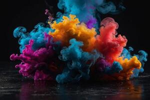 colorida fumaça é ser criada dentro a ar foto