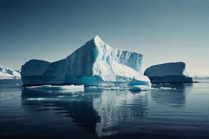 icebergs flutuando dentro a água às pôr do sol foto
