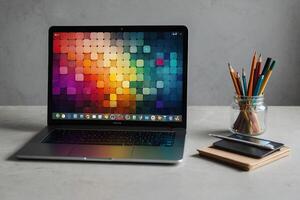 macbook pró com colorida tela foto