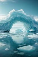 icebergs dentro a água com azul água e nuvens foto