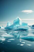 icebergs dentro a água com azul água e nuvens foto