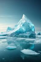 icebergs flutuando dentro a água com uma nublado céu foto