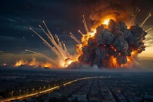 uma ampla explosão é visto dentro a céu foto
