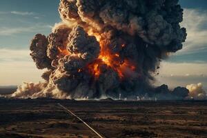 uma ampla explosão é visto dentro a céu foto