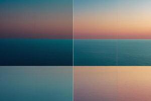 quatro diferente imagens do a oceano e céu foto