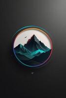uma montanha panorama com uma colorida círculo foto