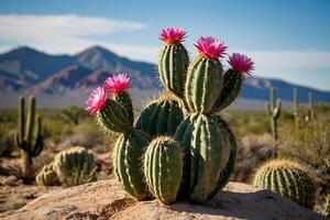 uma cacto plantar é mostrando dentro uma deserto meio Ambiente foto