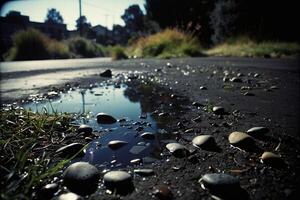 Relva e pedras em a calçada foto