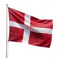 ai gerado a bandeira do Dinamarca é vôo Alto dentro a ar foto