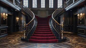 majestoso grande Escadaria dentro histórico opulento Palácio lobby Entrada foto