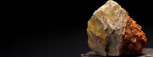 coconinoite fóssil mineral pedra. geológico cristalino fóssil. Sombrio fundo fechar-se. foto