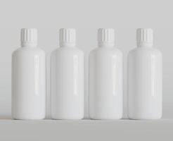 em branco branco volta suplementos, remédio garrafa com Preto sulcado tampa para beleza ou saudável produtos. isolado em branco fundo com sombra. pronto para usar para pacote Projeto. ilustração. foto