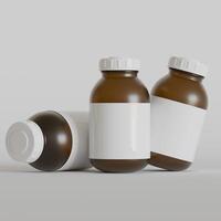 remédio comprimido garrafa isolado em uma branco fundo 3d Renderização ilustração foto